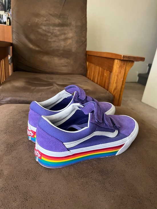 Vans Shoes - Purple Suede Low-Top Vans Sneakers with Rainbow Platform